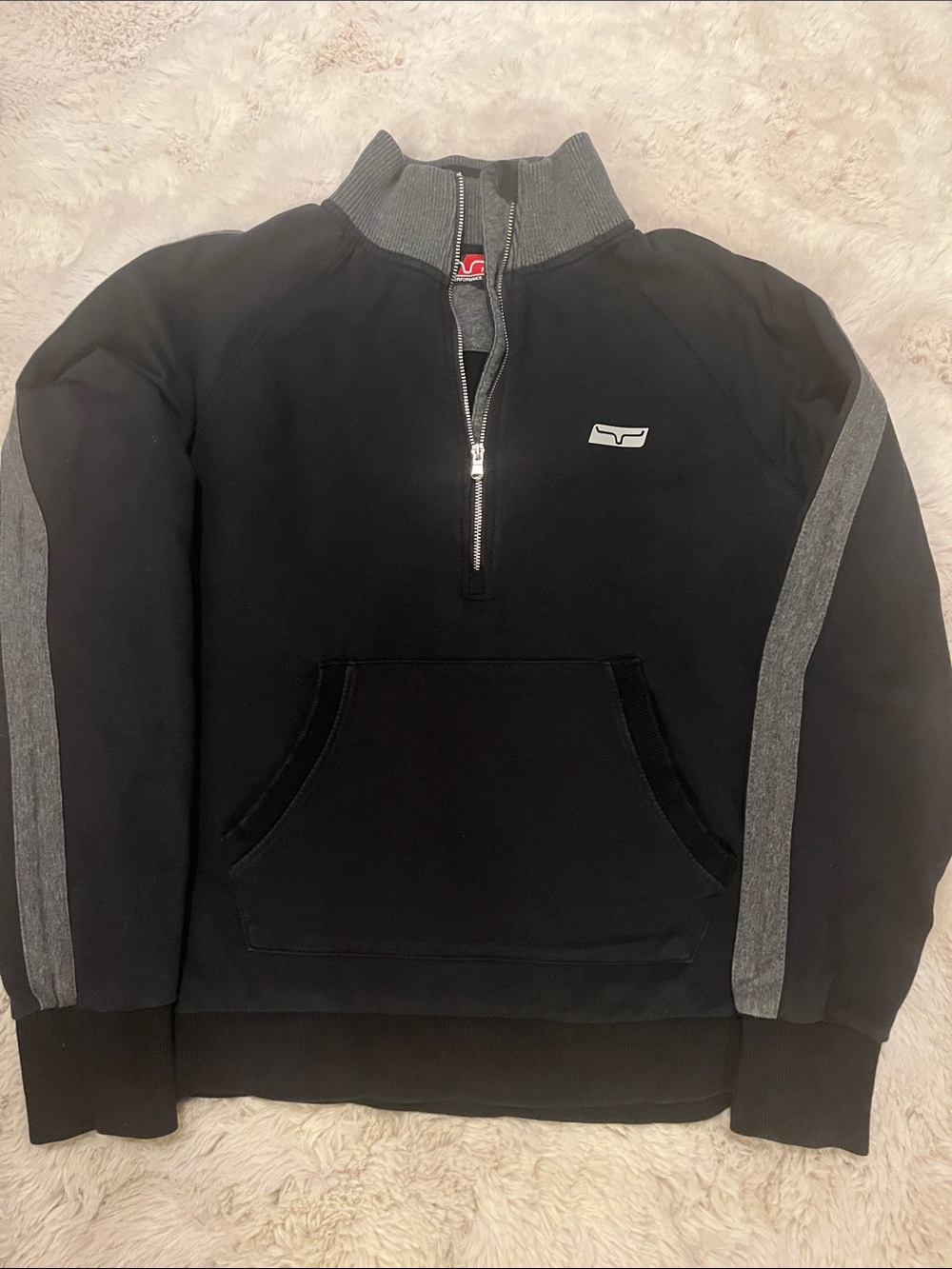 Kimes Ranch Women’s Medium 1/4 Zip Pullover Black & Gray Cotton Stretch